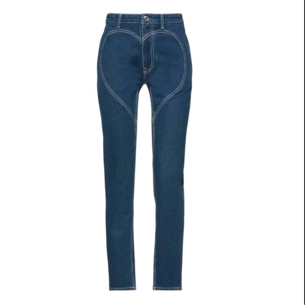 Sz 23W/00 Burberry NWT $660 MSRP Dark Canvas Blue Heart Motif Skinny Jeans
